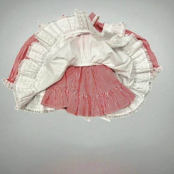 Vintage MINI WORLD Red & White Pinafore Party Dress size L 9-12 Mo Full Skirt - Picture 3 of 10